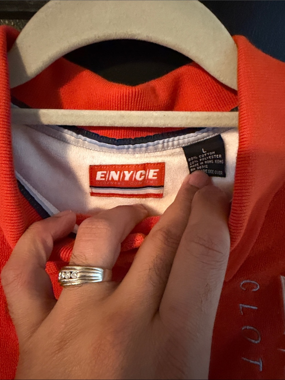 Enyce Men's Orange, White & Navy Colorblock Polo - Picture 2 of 9